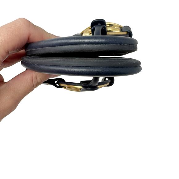 TORY BURCH Metal Miller Sandals in Navy Blue Gold Flip Flops Slides Size 7 - Picture 6 of 7